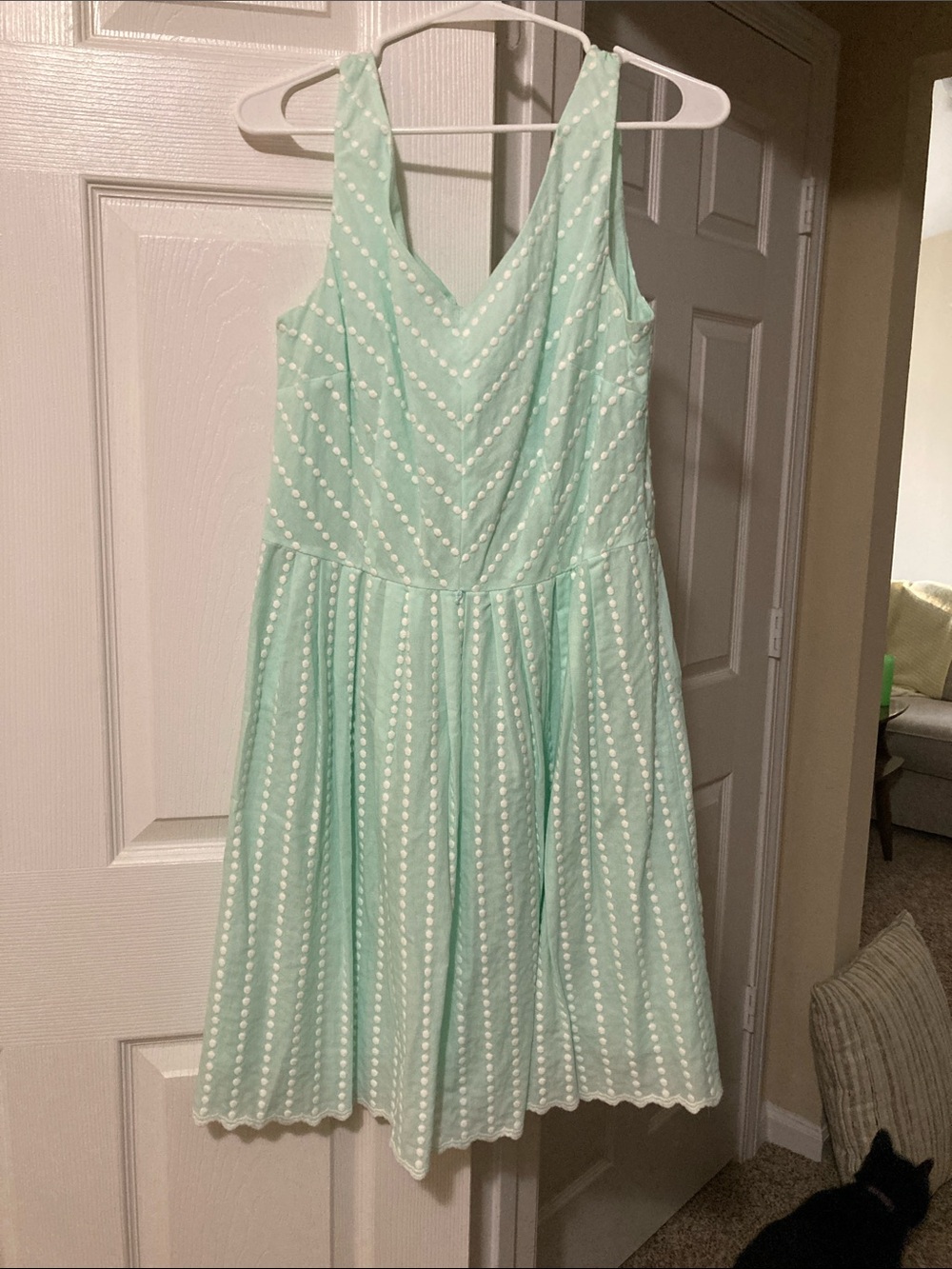ANTONIO MELANI Mint Green Strapless Dot-Embroidered Dress
